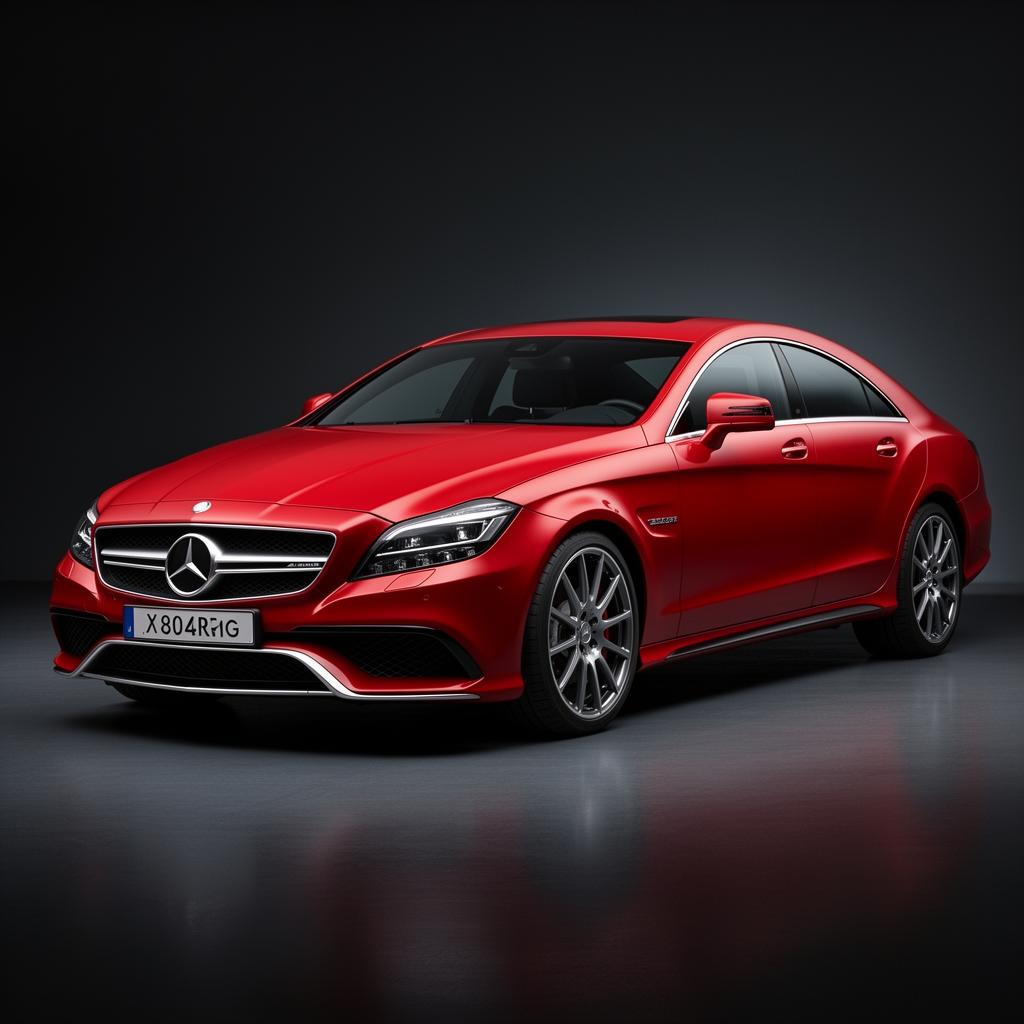 Black Mercedes CLS63 under spotlight